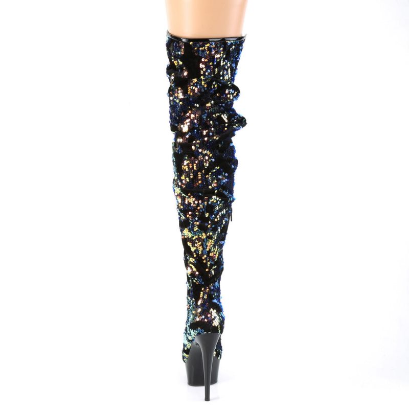 Pleaser Delight-3004 Hoge Hakken Dames Blauw Zwart | RTZSE-BE