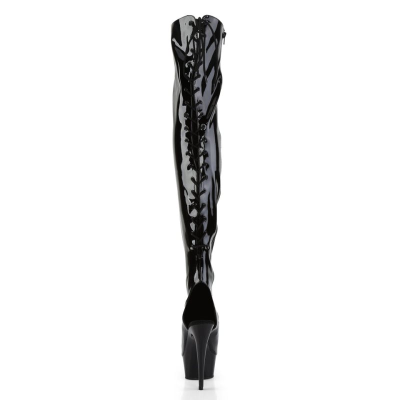 Pleaser Delight-3017 Hoge Hakken Dames Zwart | KUHTC-BE