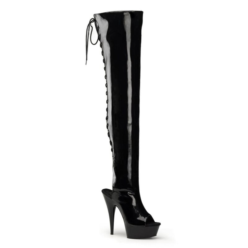 Pleaser Delight-3017 Hoge Hakken Dames Zwart | KUHTC-BE