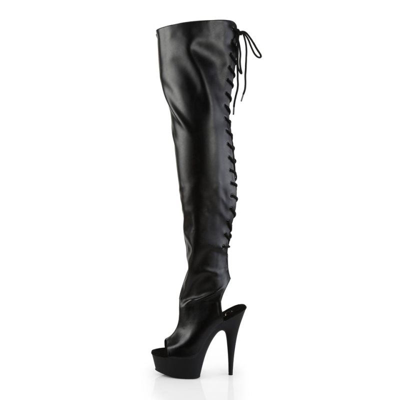 Pleaser Delight-3017 Vegan Leather Hoge Hakken Dames Zwart | QFOSL-BE