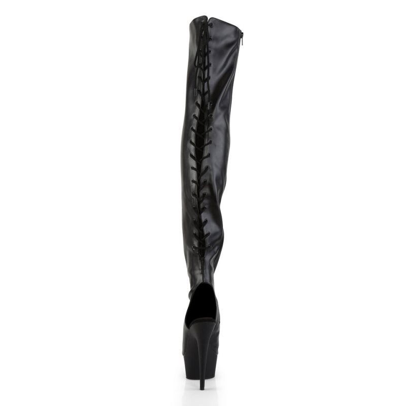Pleaser Delight-3017 Vegan Leather Hoge Hakken Dames Zwart | QFOSL-BE