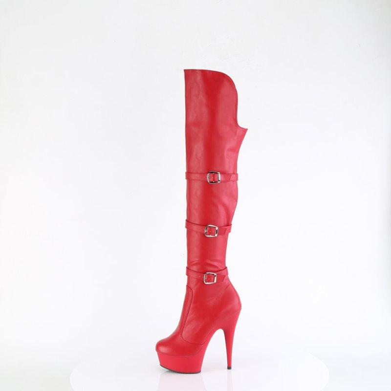 Pleaser Delight-3018 Vegan Leather Hoge Hakken Dames Rood | NFEID-BE