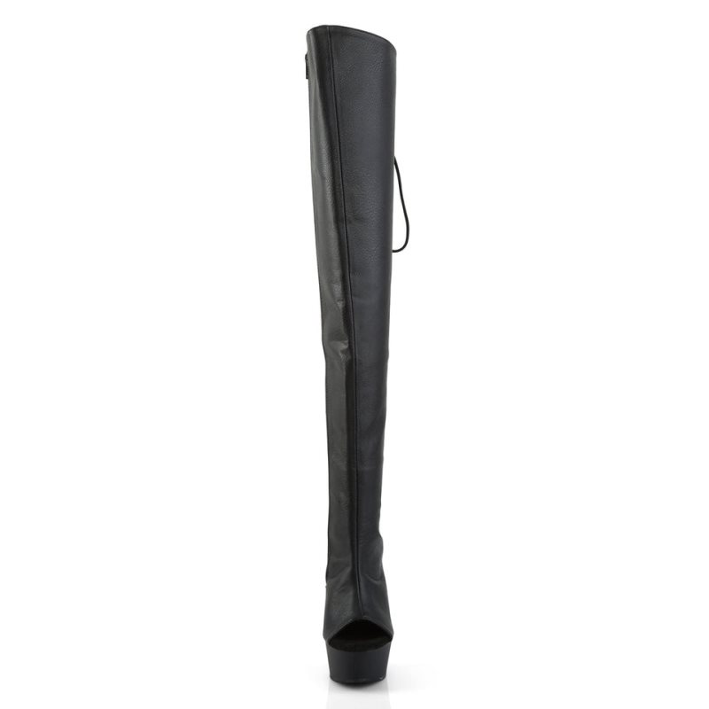 Pleaser Delight-3019 Vegan Leather Hoge Hakken Dames Zwart | ZDOUF-BE