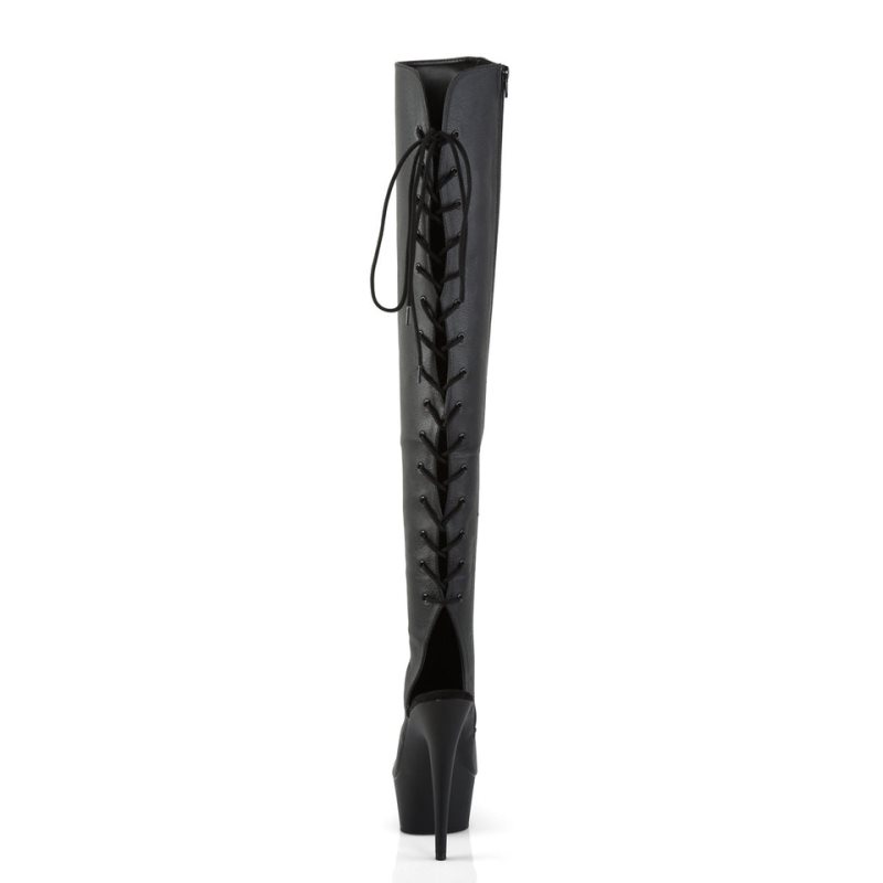 Pleaser Delight-3019 Vegan Leather Hoge Hakken Dames Zwart | ZDOUF-BE
