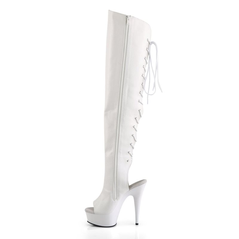 Pleaser Delight-3019 Vegan Leather Hoge Hakken Dames Wit | LBRIS-BE