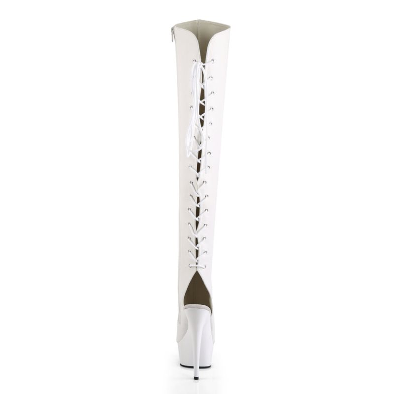 Pleaser Delight-3019 Vegan Leather Hoge Hakken Dames Wit | LBRIS-BE