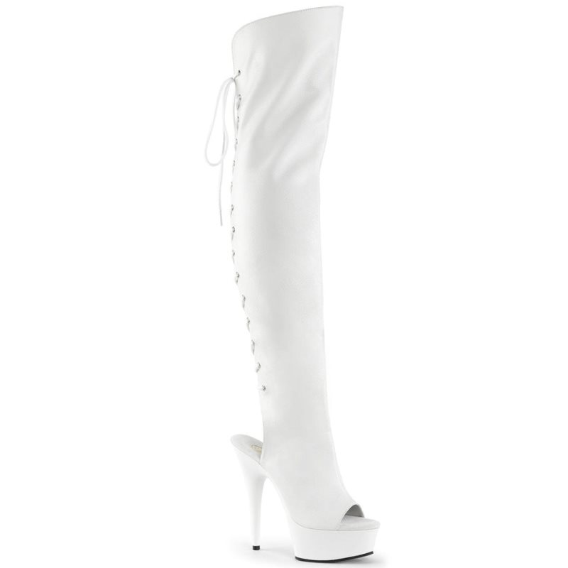 Pleaser Delight-3019 Vegan Leather Hoge Hakken Dames Wit | LBRIS-BE