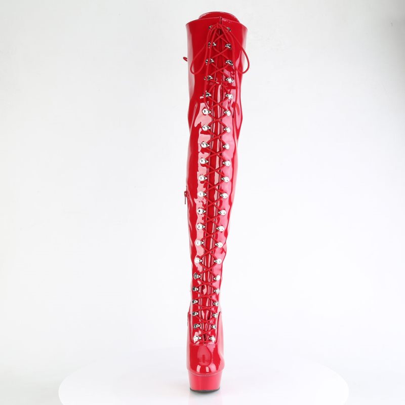 Pleaser Delight-3022 Hoge Hakken Dames Rood | KEHJX-BE