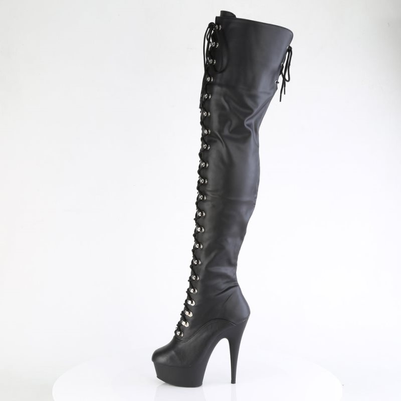 Pleaser Delight-3022 Vegan Leather Hoge Hakken Dames Zwart | ERDQM-BE