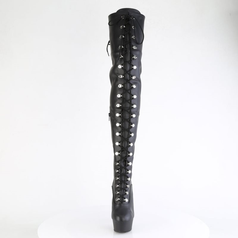 Pleaser Delight-3022 Vegan Leather Hoge Hakken Dames Zwart | ERDQM-BE