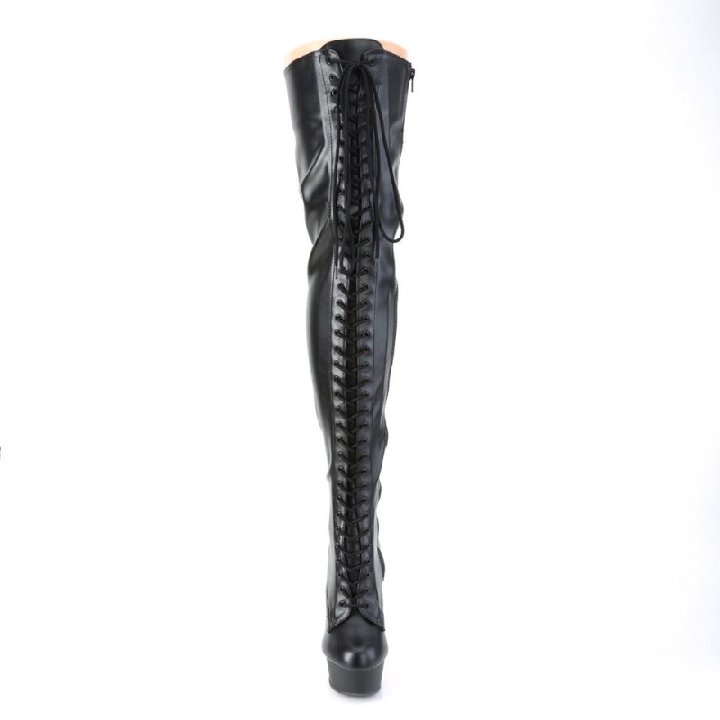 Pleaser Delight-3023 Vegan Leather Hoge Hakken Dames Zwart | FNGKJ-BE