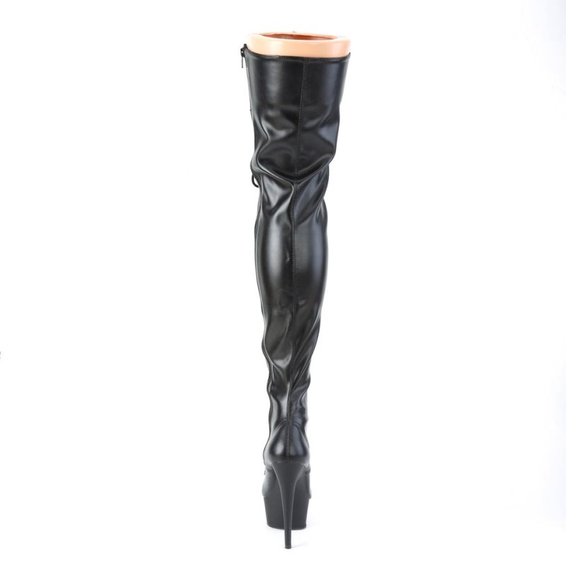 Pleaser Delight-3023 Vegan Leather Hoge Hakken Dames Zwart | FNGKJ-BE