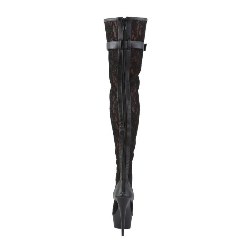 Pleaser Delight-3025ML Vegan Leather Hoge Hakken Dames Zwart | IDABY-BE