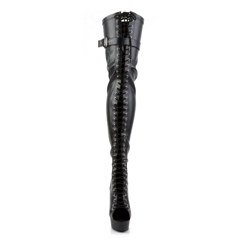 Pleaser Delight-3025 Vegan Leather Hoge Hakken Dames Zwart | CXJFQ-BE