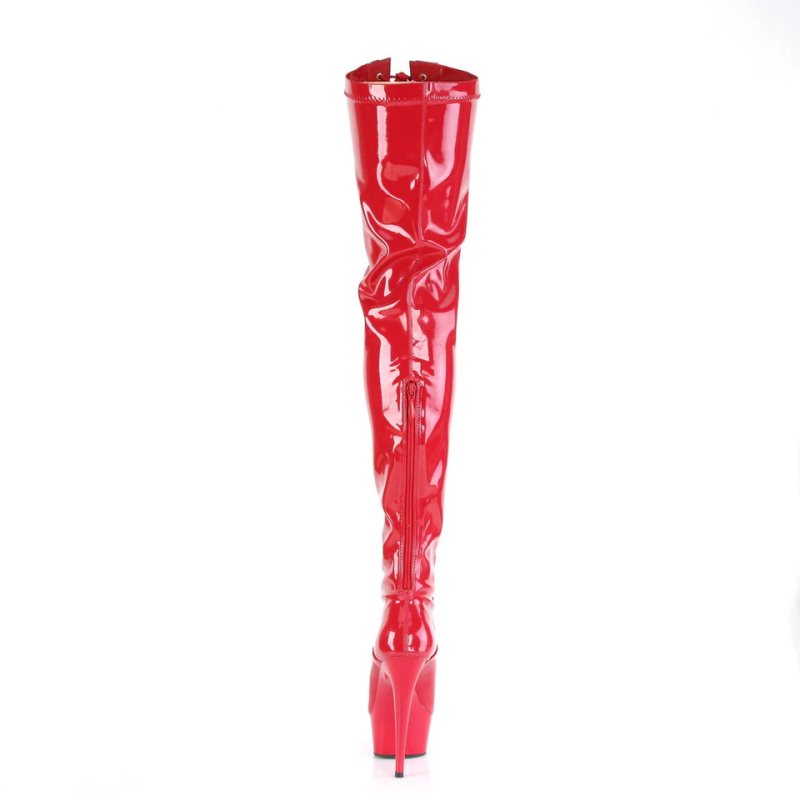 Pleaser Delight-3027 Hoge Hakken Dames Zwart Rood | SKIFR-BE