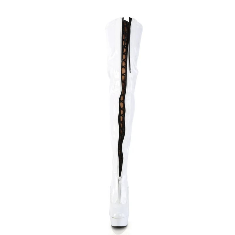 Pleaser Delight-3027 Hoge Hakken Dames Zwart Wit | BCHUT-BE