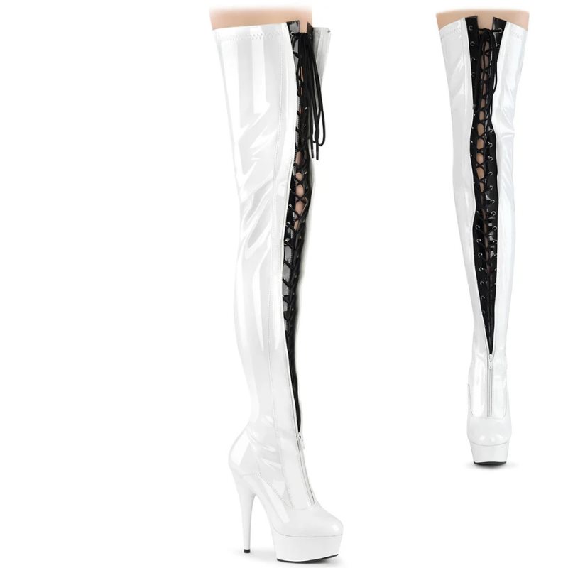 Pleaser Delight-3027 Hoge Hakken Dames Zwart Wit | BCHUT-BE