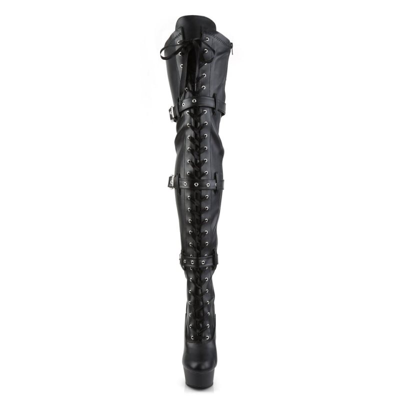 Pleaser Delight-3028 Vegan Leather Hoge Hakken Dames Zwart | KMXVH-BE