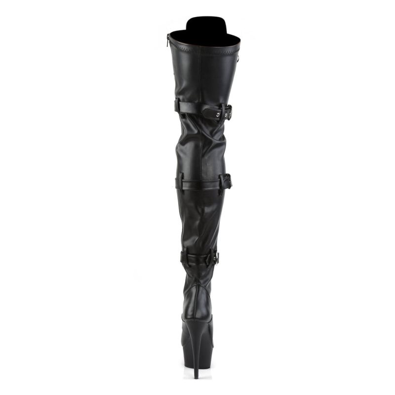 Pleaser Delight-3028 Vegan Leather Hoge Hakken Dames Zwart | KMXVH-BE