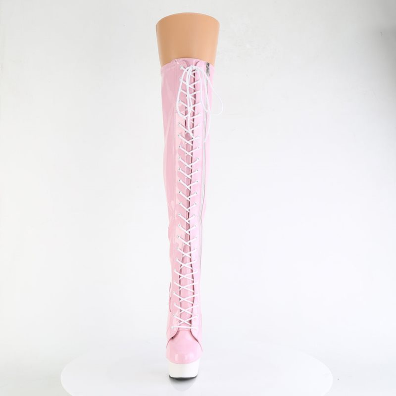 Pleaser Delight-3029 Hoge Hakken Dames Roze Wit | NATHL-BE
