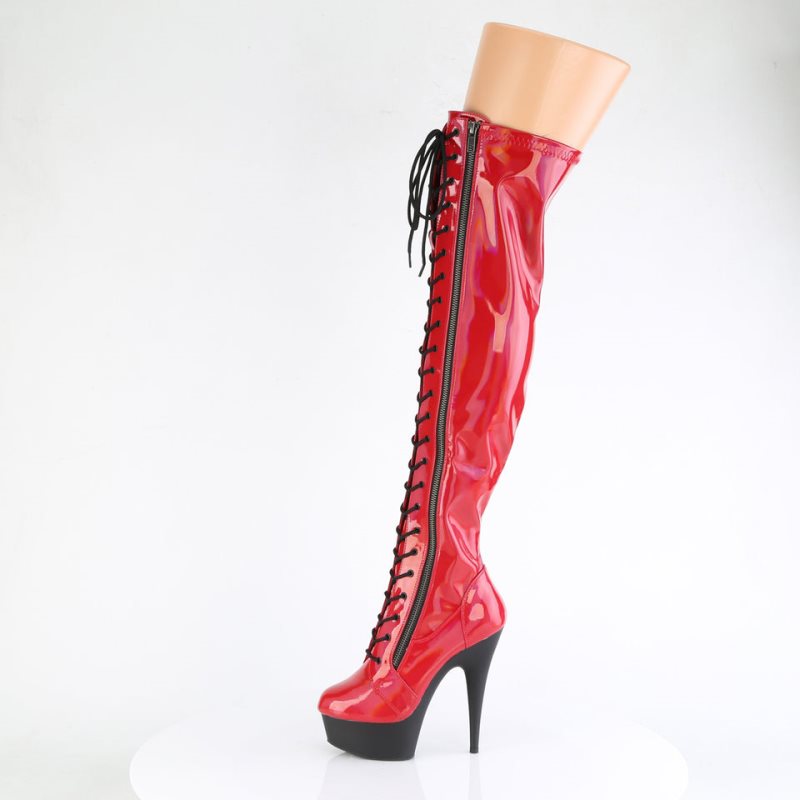 Pleaser Delight-3029 Hoge Hakken Dames Rood | GRFZO-BE