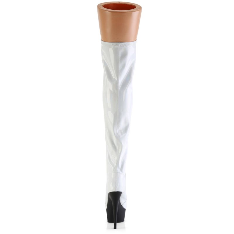 Pleaser Delight-3029 Hoge Hakken Dames Wit Zwart | MHQFT-BE