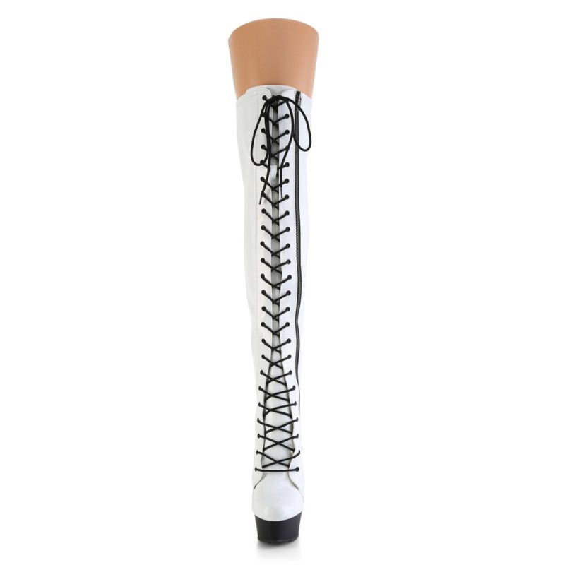 Pleaser Delight-3029 Hoge Hakken Dames Wit Zwart | MHQFT-BE