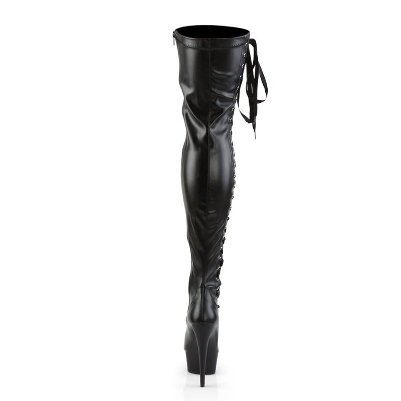 Pleaser Delight-3050 Vegan Leather Hoge Hakken Dames Zwart | WXHZI-BE