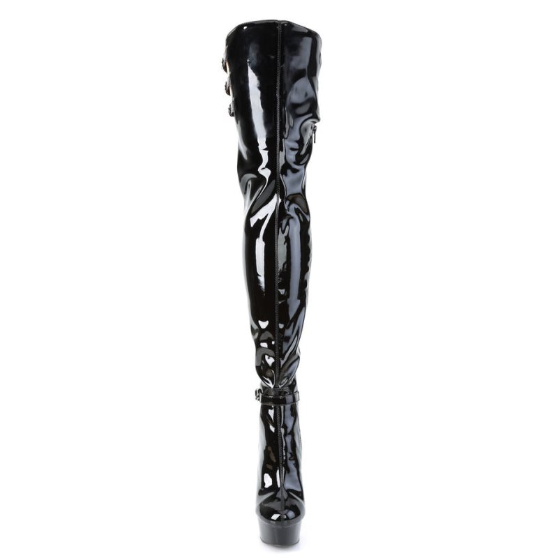Pleaser Delight-3055 Hoge Hakken Dames Zwart | MQKJS-BE