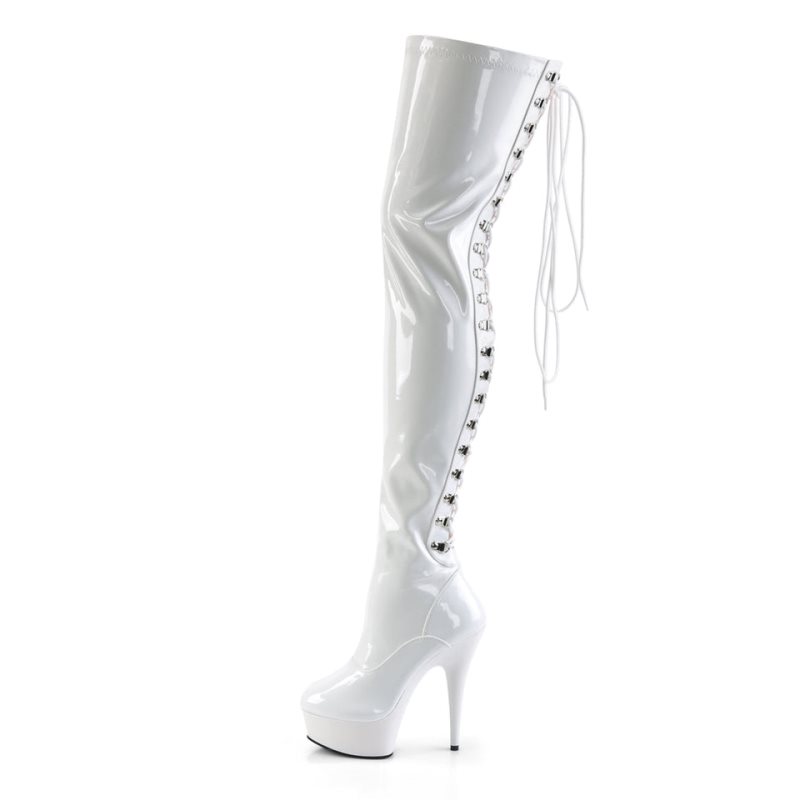 Pleaser Delight-3063 Hoge Hakken Dames Wit | NHDRO-BE