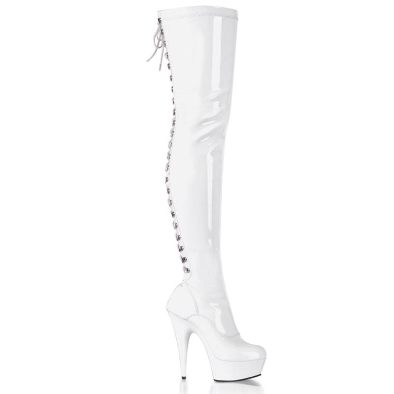 Pleaser Delight-3063 Hoge Hakken Dames Wit | NHDRO-BE