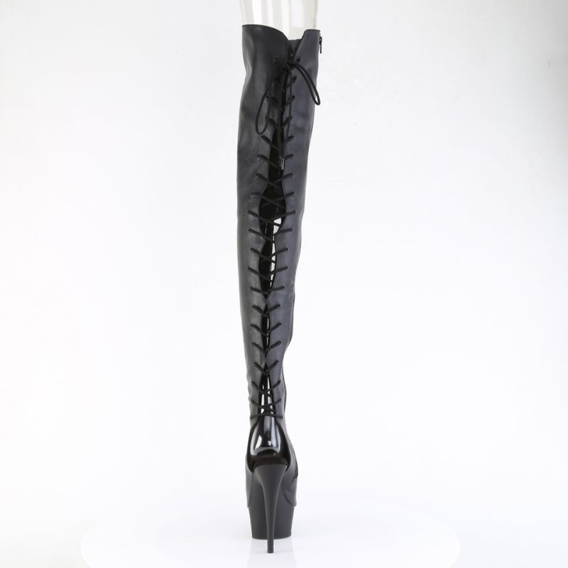 Pleaser Delight-4019 Vegan Leather Hoge Hakken Dames Zwart | VGDYB-BE