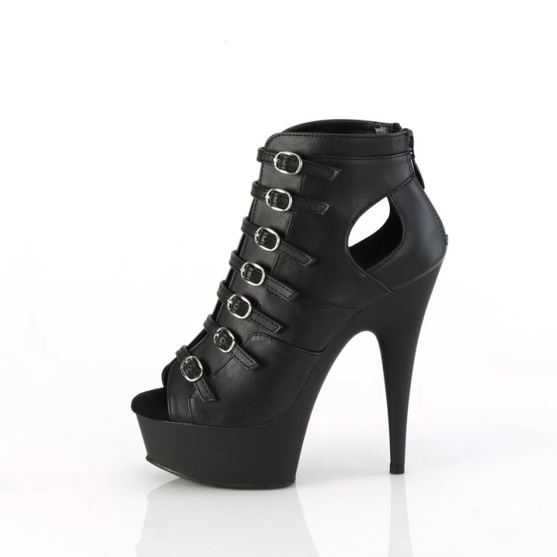 Pleaser Delight-600-11 Vegan Leather Laarzen Dames Zwart | AETCF-BE