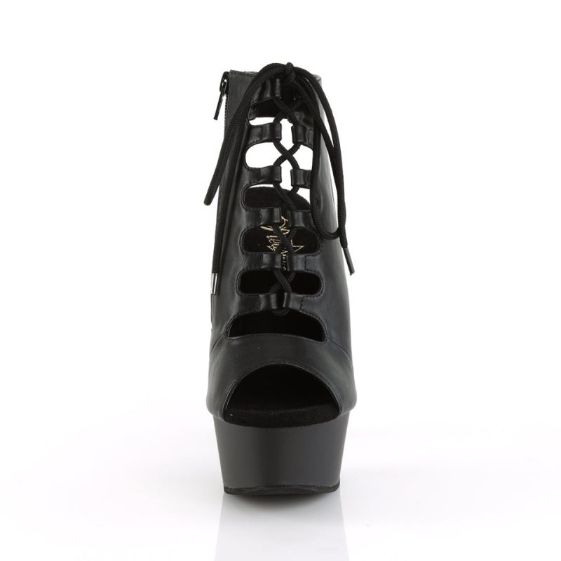 Pleaser Delight-600-20 Vegan Leather Laarzen Dames Zwart | VHLPW-BE