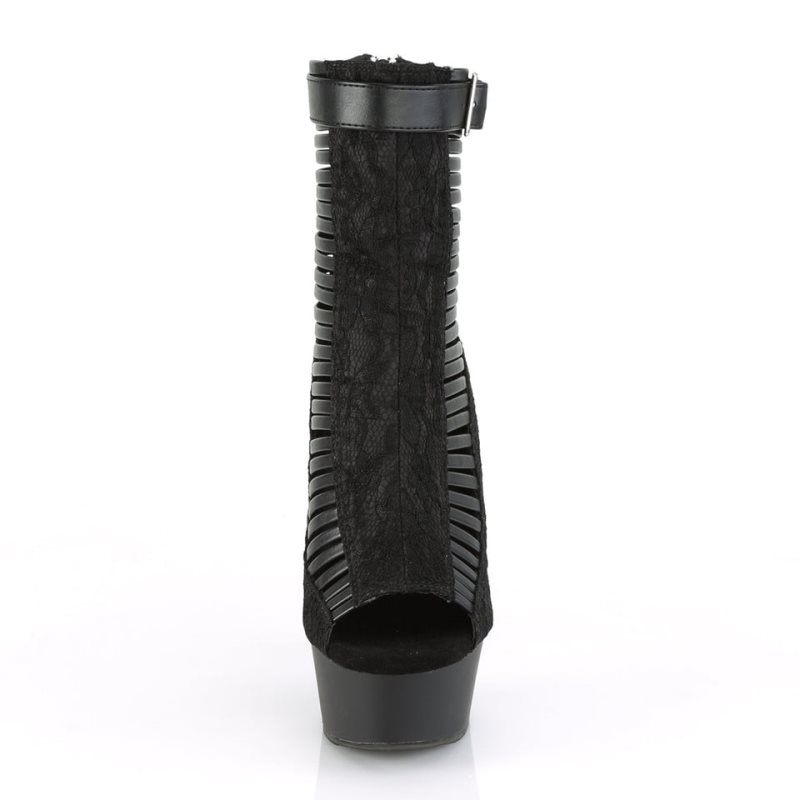 Pleaser Delight-600-27LC Vegan Leather Laarzen Dames Zwart | GDUNP-BE