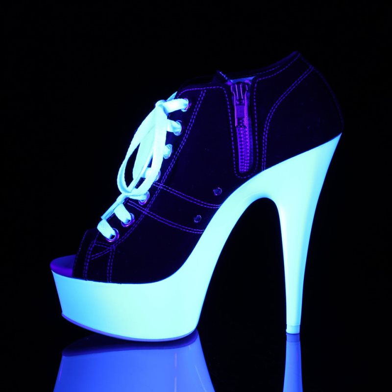 Pleaser Delight-600SK-01 Laarzen Dames Zwart Wit | EFLXK-BE