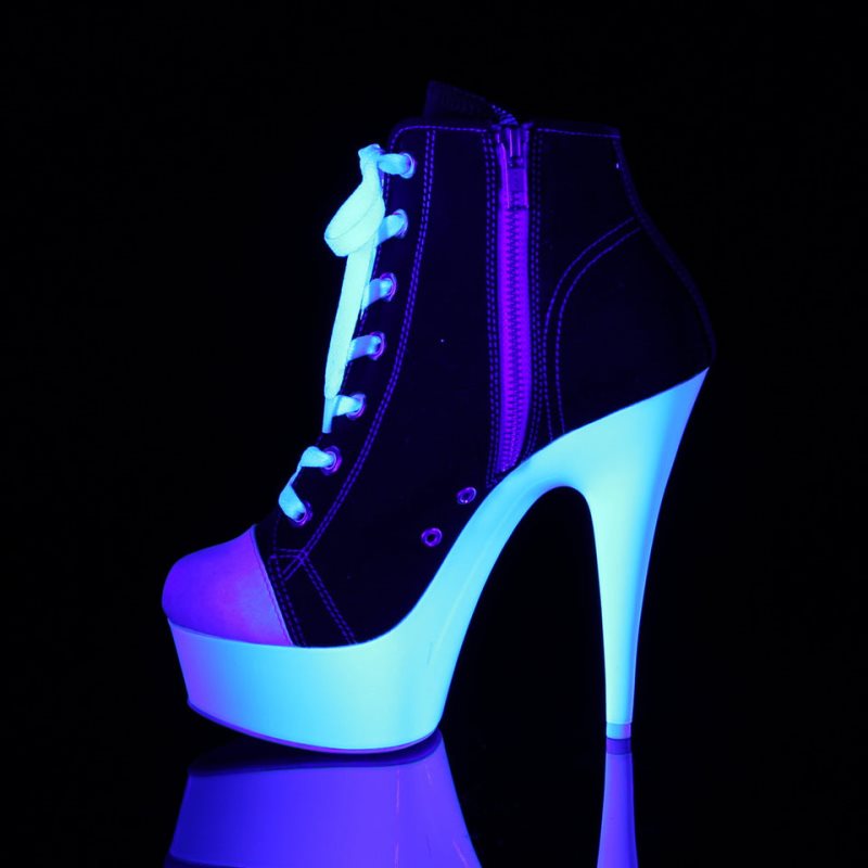 Pleaser Delight-600SK-02 Laarzen Dames Zwart Wit | RVOMU-BE