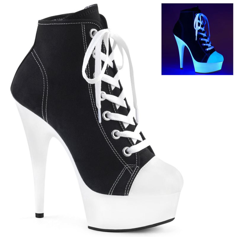 Pleaser Delight-600SK-02 Laarzen Dames Zwart Wit | RVOMU-BE
