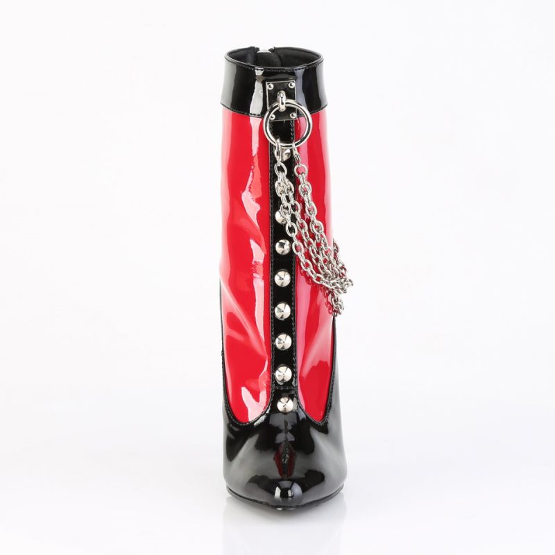 Pleaser Domina-1033 Laarzen Dames Zwart Rood | FAMVW-BE