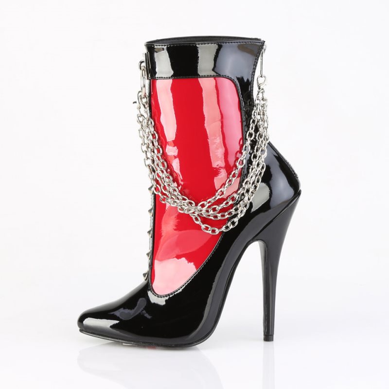 Pleaser Domina-1033 Laarzen Dames Zwart Rood | FAMVW-BE