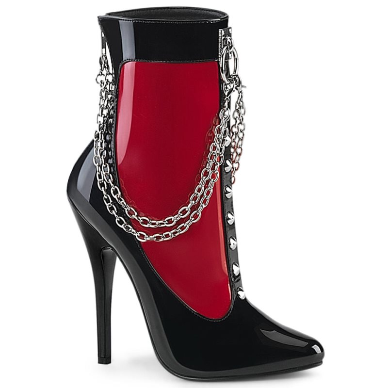 Pleaser Domina-1033 Laarzen Dames Zwart Rood | FAMVW-BE