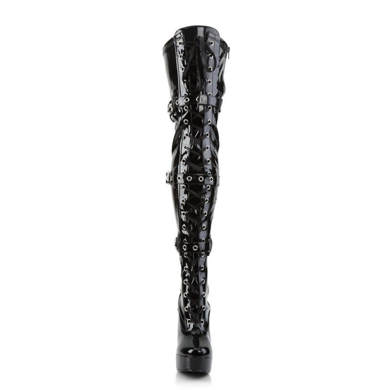 Pleaser Electra-3028 Hoge Hakken Dames Zwart | XOWZC-BE
