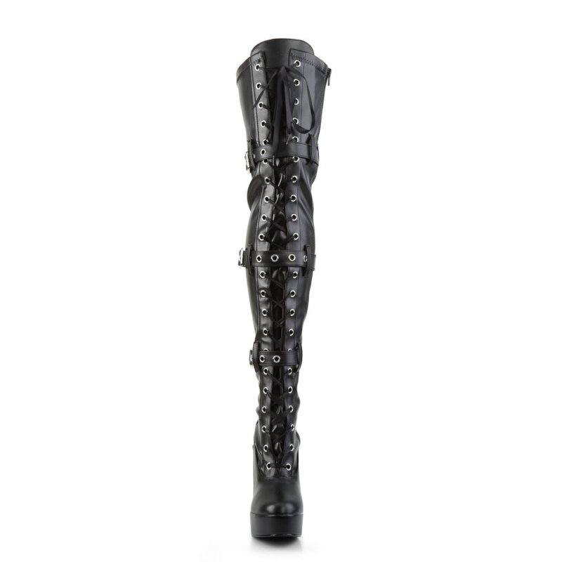 Pleaser Electra-3028 Vegan Leather Hoge Hakken Dames Zwart | CQRXE-BE