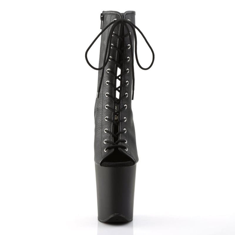 Pleaser Flamingo-1016 Vegan Leather Laarzen Dames Zwart | VGUCT-BE