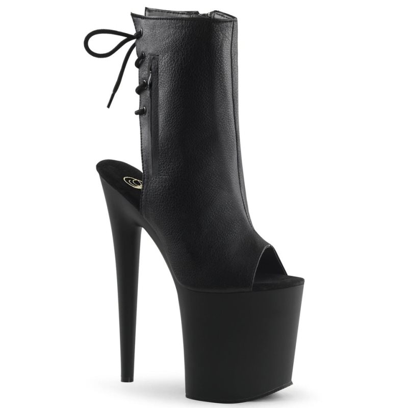 Pleaser Flamingo-1018 Vegan Leather Laarzen Dames Zwart | WNFOQ-BE