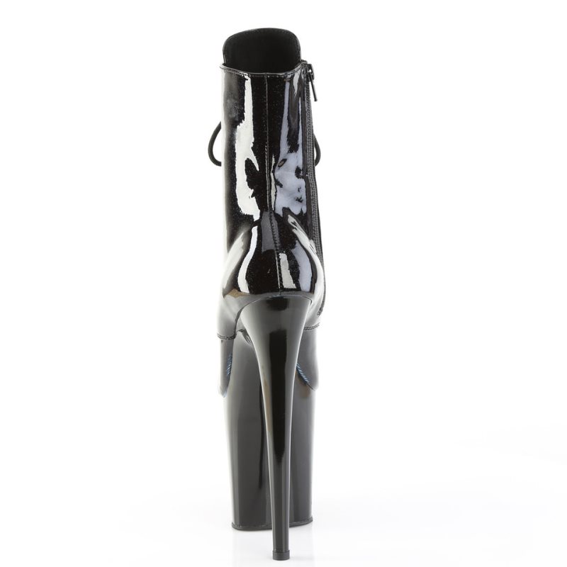 Pleaser Flamingo-1020BLG Glitter Laarzen Dames Zwart Blauw | MVHNY-BE