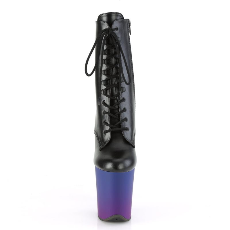 Pleaser Flamingo-1020BP Vegan Leather Laarzen Dames Zwart Blauw | IFUZW-BE