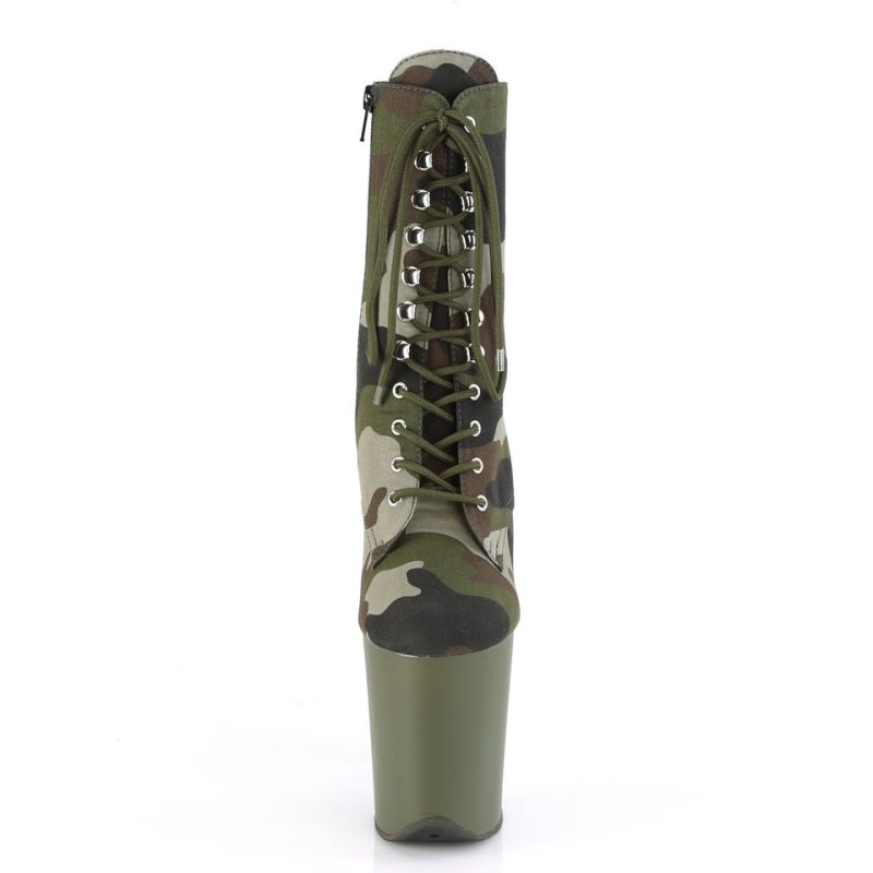 Pleaser Flamingo-1020CAMO Laarzen Dames Groen | IXUSK-BE
