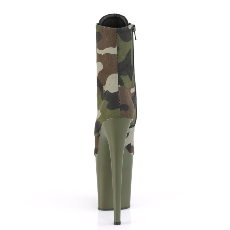 Pleaser Flamingo-1020CAMO Laarzen Dames Groen | IXUSK-BE