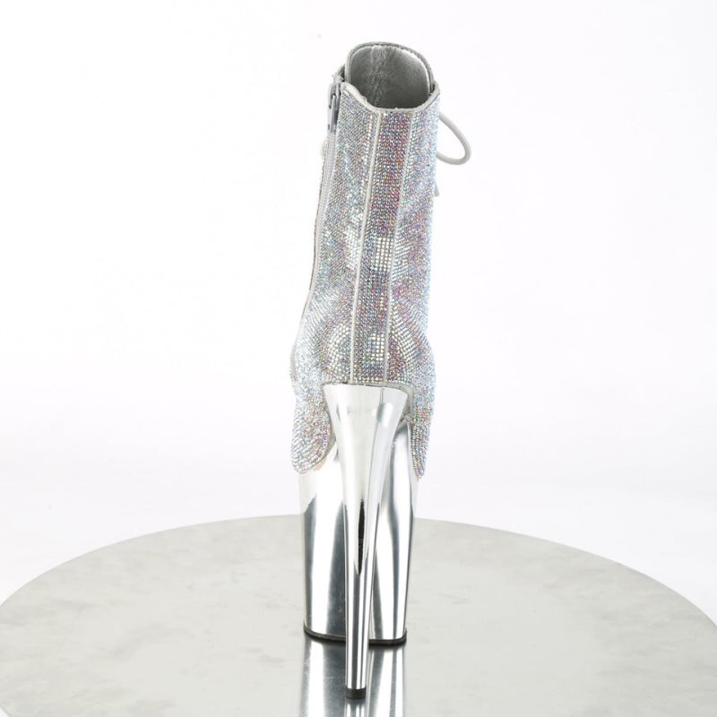 Pleaser Flamingo-1020CHRS Laarzen Dames Gekleurd Zilver | WFEIV-BE